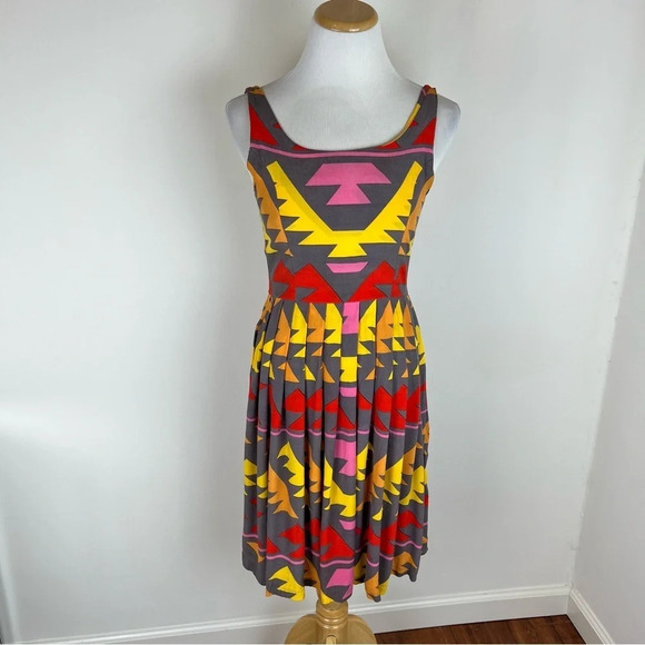 Mister Zimi Printed Fit and Flare Dress US 4 AU 8 - Picture 1 of 5